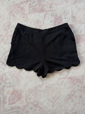 Naked Zebra Black High-Waist Scallop Hem Shorts
